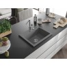 Mexen Oscar granite sink 1-bowl 580 x 490 mm, gray, chrome siphon - 6519581000-71