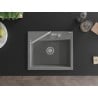 Mexen Oscar granite kitchen sink 1-bowl 580 x 490 mm, gray, chrome siphon - 6519581000-71