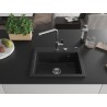 Mexen Oscar granite sink 1-bowl 580 x 490 mm, black/silver metallic, chrome siphon - 6519581000-73