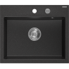 Mexen Oscar granite kitchen sink single bowl 580 x 490 mm, black/silver metallic, chrome siphon - 6519581000-73