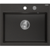 Mexen Oscar single-bowl granite sink 580 x 490 mm, black/gold metallic, chrome siphon - 6519581000-75