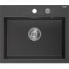 Mexen Oscar granite sink 1-bowl 580 x 490 mm, black speckled, chrome siphon - 6519581000-76