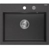 Mexen Oscar single-bowl granite sink 580 x 490 mm, black speckled, chrome siphon - 6519581000-76