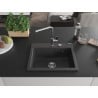 Mexen Oscar granite sink 1-bowl 580 x 490 mm, black speckled, chrome siphon - 6519581000-76