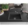 Mexen Oscar single-bowl granite sink 580 x 490 mm, black speckled, chrome siphon - 6519581000-76