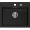 Mexen Oscar granite sink 1-bowl 580 x 490 mm, black, chrome siphon - 6519581000-77