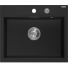 Mexen Oscar single-bowl granite sink 580 x 490 mm, black, chrome siphon - 6519581000-77