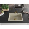 Mexen Oscar single-bowl granite sink 580 x 490 mm, beige, golden siphon - 6519581000-69-G