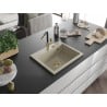 Mexen Oscar granite sink 1-bowl 580 x 490 mm, beige, gold siphon - 6519581000-69-G