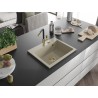 Mexen Oscar single-bowl granite sink 580 x 490 mm, beige, golden siphon - 6519581000-69-G