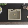 Mexen Oscar single-bowl granite sink 580 x 490 mm, beige, golden siphon - 6519581000-69-G