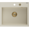 Mexen Oscar granite sink 1-bowl 580 x 490 mm, beige, gold siphon - 6519581000-69-G