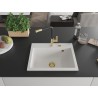 Mexen Oscar single-bowl granite sink 580 x 490 mm, white, gold siphon - 6519581000-20-G