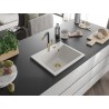 Mexen Oscar single-bowl granite sink 580 x 490 mm, white, gold siphon - 6519581000-20-G