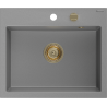 Mexen Oscar single-bowl granite sink 580 x 490 mm, gray, gold siphon - 6519581000-71-G