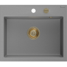 Mexen Oscar single-bowl granite sink 580 x 490 mm, gray, golden siphon - 6519581000-71-G