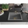 Mexen Oscar single-bowl granite sink 580 x 490 mm, gray, gold siphon - 6519581000-71-G