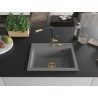 Mexen Oscar single-bowl granite sink 580 x 490 mm, gray, golden siphon - 6519581000-71-G