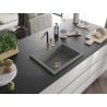 Mexen Oscar granite sink 1-bowl 580 x 490 mm, grey, golden siphon - 6519581000-71-G