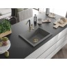 Mexen Oscar single-bowl granite sink 580 x 490 mm, gray, golden siphon - 6519581000-71-G