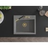 Mexen Oscar single-bowl granite sink 580 x 490 mm, gray, golden siphon - 6519581000-71-G