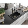 Mexen Oscar granite sink 1-bowl 580 x 490 mm, black/silver metallic, gold siphon - 6519581000-73-G