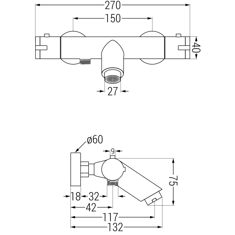 Mexen Kai thermostatic bathtub faucet, brushed gun gray - 77300-66