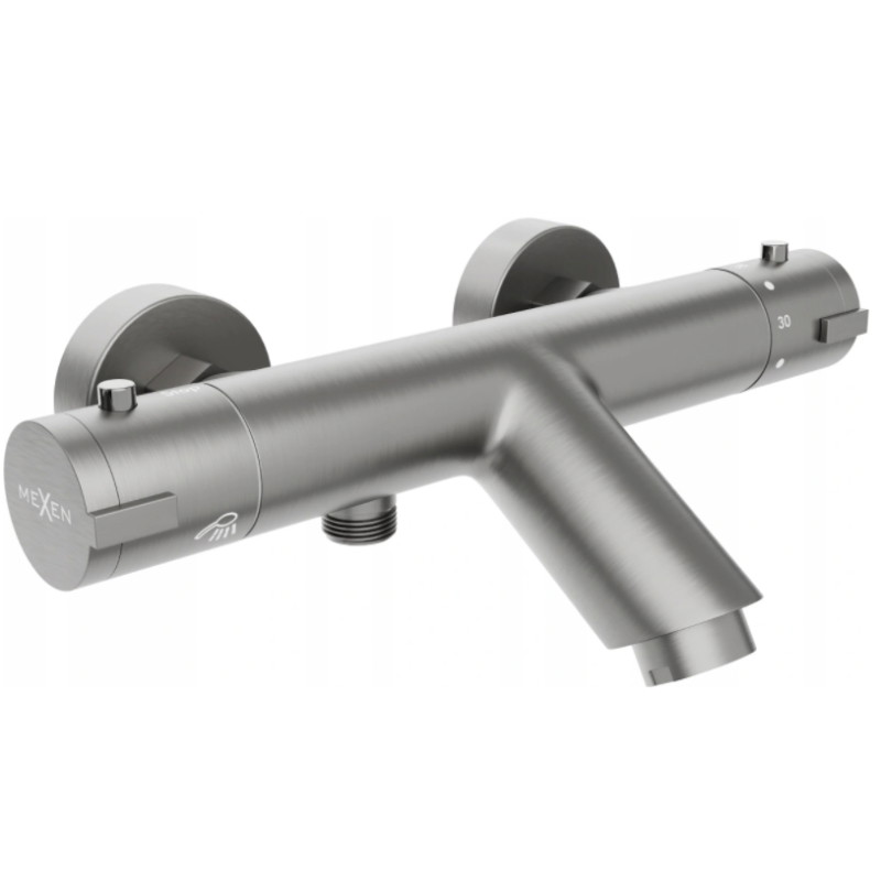 Mexen Kai thermostatic bathtub faucet, brushed gun gray - 77300-66