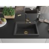 Mexen Oscar 1-Bowl Granite Sink 580 x 490 mm, Black Speckled, Gold Siphon - 6519581000-76-G