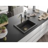 Mexen Oscar 1-Bowl Granite Sink 580 x 490 mm, Black Speckled, Gold Siphon - 6519581000-76-G