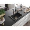 Mexen Oscar 1-bowl granite sink 580 x 490 mm, speckled black, gold siphon - 6519581000-76-G