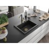 Mexen Oscar granite kitchen sink 1-bowl 580 x 490 mm, black, gold siphon - 6519581000-77-G