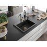 Mexen Oscar granite sink 1-bowl 580 x 490 mm, black, gold siphon - 6519581000-77-G