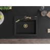 Mexen Oscar granite kitchen sink 1-bowl 580 x 490 mm, black, gold siphon - 6519581000-77-G