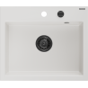 Mexen Oscar granite sink 1-bowl 580 x 490 mm, white, black siphon - 6519581000-20-B