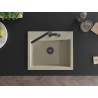 Mexen Oscar granit sink 1-bowl 580 x 490 mm, beige, black siphon - 6519581000-69-B