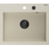 Mexen Oscar granit sink 1-bowl 580 x 490 mm, beige, black siphon - 6519581000-69-B