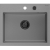 Mexen Oscar granite sink single-bowl 580 x 490 mm, gray, black siphon - 6519581000-71-B