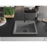Mexen Oscar granite sink 1-bowl 580 x 490 mm, gray, black siphon - 6519581000-71-B