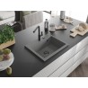 Mexen Oscar granite sink 1-bowl 580 x 490 mm, gray, black siphon - 6519581000-71-B
