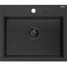Mexen Oscar granite sink 1-bowl 580 x 490 mm, black/silver metallic, black siphon - 6519581000-73-B