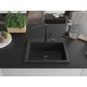 Mexen Oscar granite kitchen sink 1-bowl 580 x 490 mm, black/silver metallic, black siphon - 6519581000-73-B