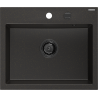 Mexen Oscar granite sink 1-bowl 580 x 490 mm, black/gold metallic, black siphon - 6519581000-75-B