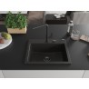 Mexen Oscar granite sink 1-chamber 580 x 490 mm, black/gold metallic, black siphon - 6519581000-75-B