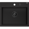 Mexen Oscar granite sink 1-bowl 580 x 490 mm, black, black waste - 6519581000-77-B