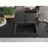 Mexen Oscar granite sink 1-bowl 580 x 490 mm, black, black siphon - 6519581000-77-B