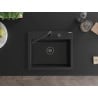 Mexen Oscar granite sink 1-bowl 580 x 490 mm, black, black siphon - 6519581000-77-B