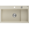 Mexen Omar granite sink single-bowl 800 x 480 mm, beige, chrome siphon - 6520801005-69