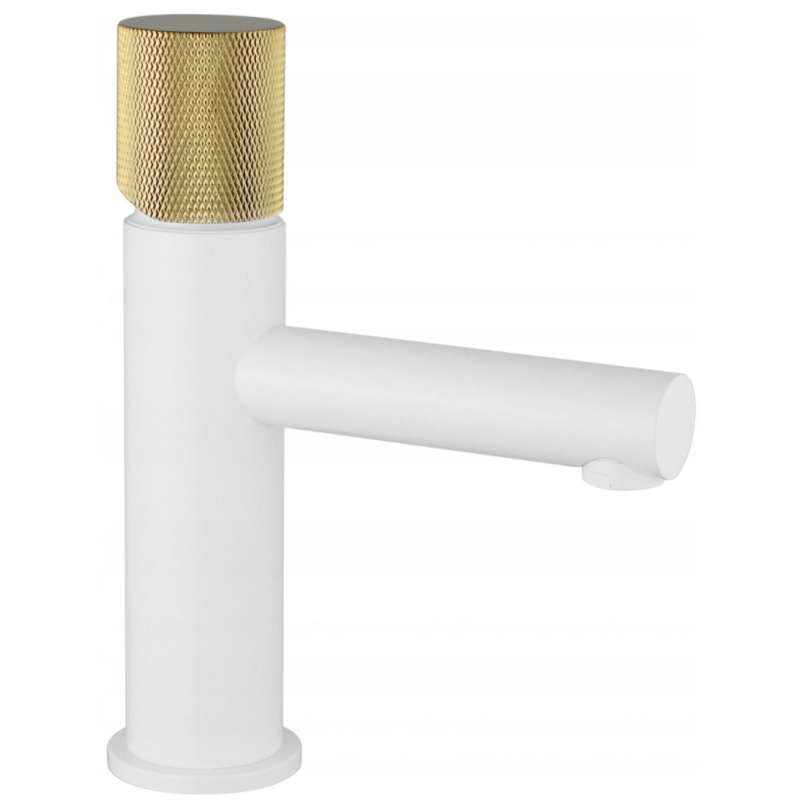 Mexen Elba One washbasin tap, white/gold - 74101-25