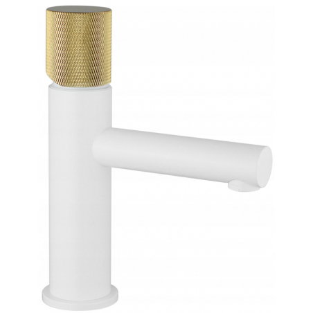 Mexen Elba One washbasin tap, white/gold - 74101-25